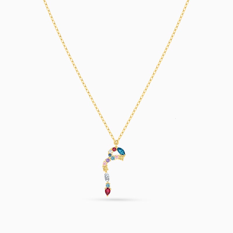 Instyle by L'azurde Letter Meem Colored Stones Necklace in 18K Gold - Image 3